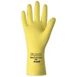 Unsupported Latex Gloves, 8, Natural Latex, Flock Lined, Yellow (12 PR) - Ansell 198-8