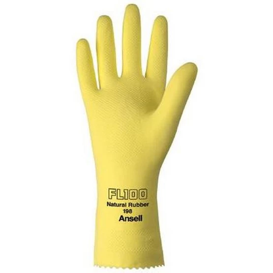 Unsupported Latex Gloves, 8, Natural Latex, Flock Lined, Yellow (12 PR) - Ansell 198-8 1 Unsupported Latex Gloves, 8, Natural Latex, Flock Lined, Yellow (12 PR) - Ansell 198-8