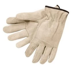 Premium-Grade Leather Driving Gloves, Cowhide, Large, Unlined, Straight Thumb, Gray (12 PR) - MCR 3100L