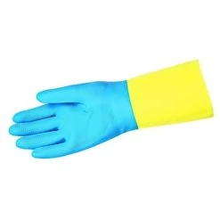 Chem-Tech Neoprene Over Latex Gloves, Blue/Yellow, Large (12 PR), MCR Safety 5409S