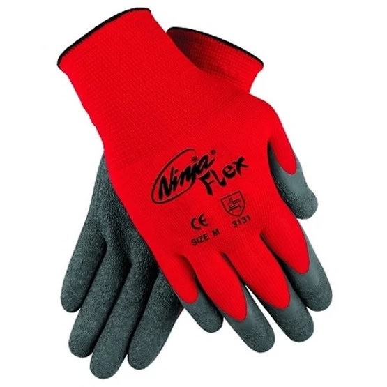 Ninja Flex Palm/Fingertip Latex-Coated Work Gloves, Large, Gray/Red - MCR N9680L 1 Ninja Flex Palm/Fingertip Latex-Coated Work Gloves, Large, Gray/Red - MCR N9680L