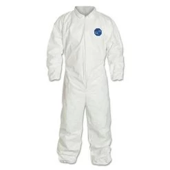 Tyvek 400 Coverall, Serged Seams, Collar, Elastic Waist, Elastic Wrists And Ankles, Zipper Front, Storm Flap, White, Large (25 CA) - DuPont TY125S-L