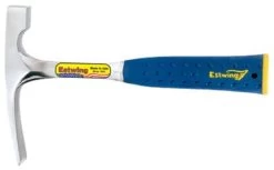 Bricklayer Or Mason's Hammers, 20 Oz, 11.25 In OAL, Steel Handle With Blue Shock Reduction Grips - Estwing E3-20BLC