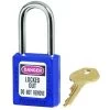 Zenex Thermoplastic Safety Lockout Padlock, 410, 1-1/2 W X 1-3/4 H Body, 1-1/2 In H Shackle, KD, Blue (6 EA) - Master Lock 410BLU