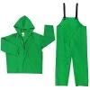 Two-Piece Rain Suit, Jacket W/Hood, Bib Pants, 0.42 Mm PVC/Poly, Green, Large - MCR 3882L