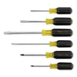 6 Pc Vinyl Grip Screwdriver Set, Phillips, Slotted, #1, #2, 1/4 In, 3/16 In, 5/16 In - Stanley 66-565