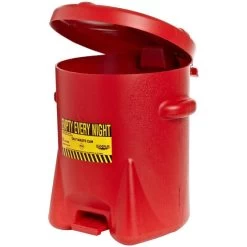 Eagle Manufacturing 937-fl 14 Gallon Red Polyethylene Oily Waste Can With Foot Lever