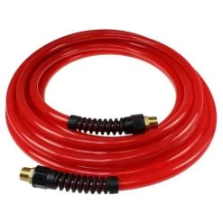 Coilhose Pneumatics Pfe60504-tr Flexeel Hose, 3/8" Id X 50', 1/4" Mpt Reinforced Poly Straight Hose - Transparent Red