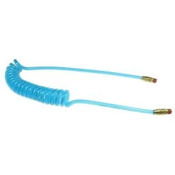 Coilhose Pneumatics Pre38-25b-t Flexeel Coil, 3/8" Id X 25', 3/8" Mpt Swivel Poly Reinforced Air Hose W/ Reusable Fittings - Transparent Blue