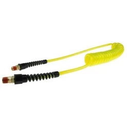 Coilhose Pneumatics Pue38-25a-ty Flexeel Coil, 3/8" Id X 25', 3/8" Mpt Rigid X Swivel Poly Reinforced Air Hose W/ Reusable Fittings - Transparent Yellow
